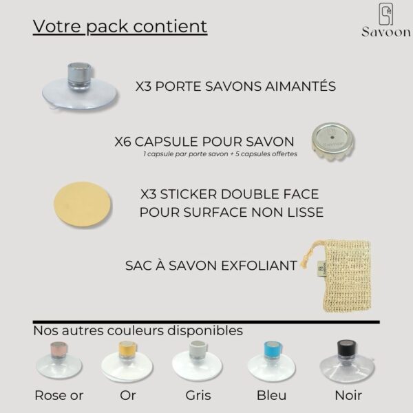 Pack de 3 porte savon Argenté sans drapeau