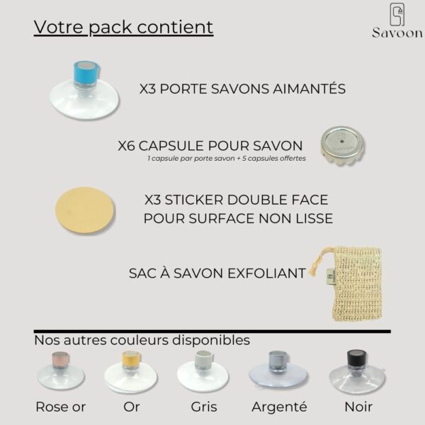 Pack de 3 porte savon Bleu sans drapeau