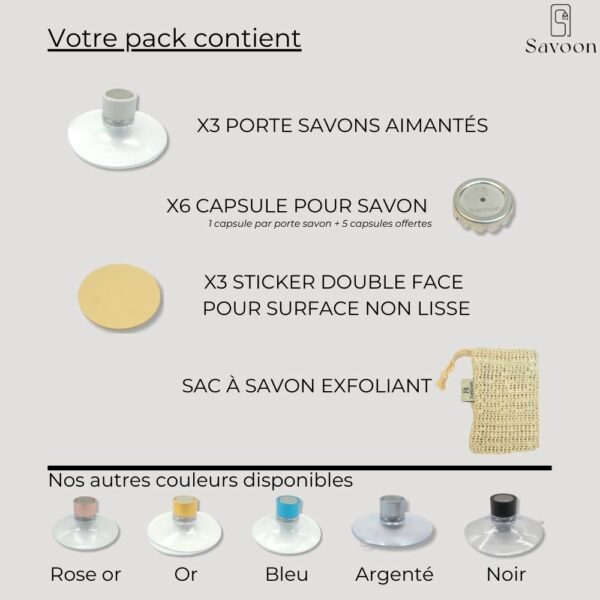 Pack de 3 porte savon Gris sans drapeau