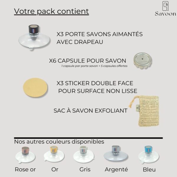 Pack de 3 porte savon Noir avec drapeau