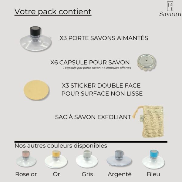 Pack de 3 porte savon Noir sans drapeau