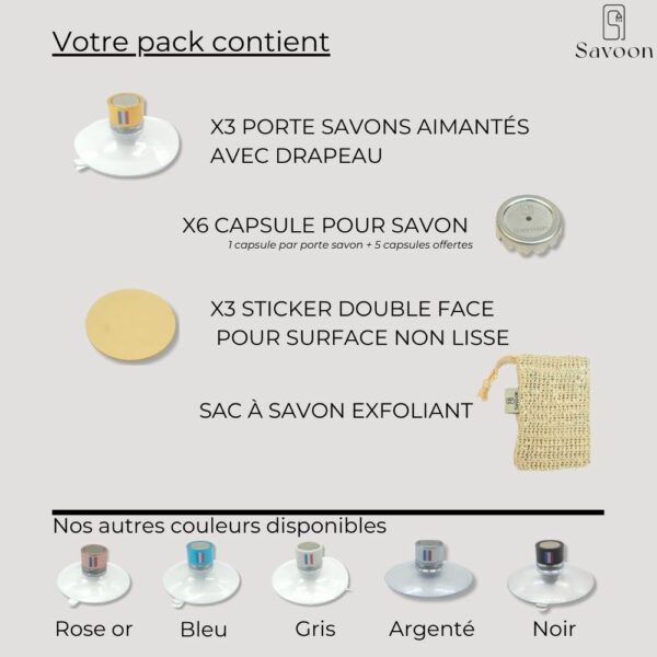 Pack de 3 porte savon Or avec drapeau