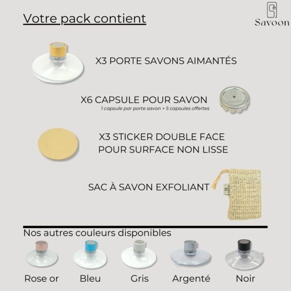 Pack de 3 porte savon Or sans drapeau