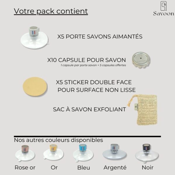 Pack de 5 porte savon Gris avec drapeau